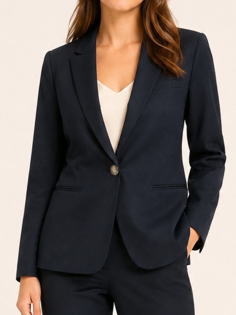 Kenneth Cole Select Navy Stretch One Button Blazer Women’s XL